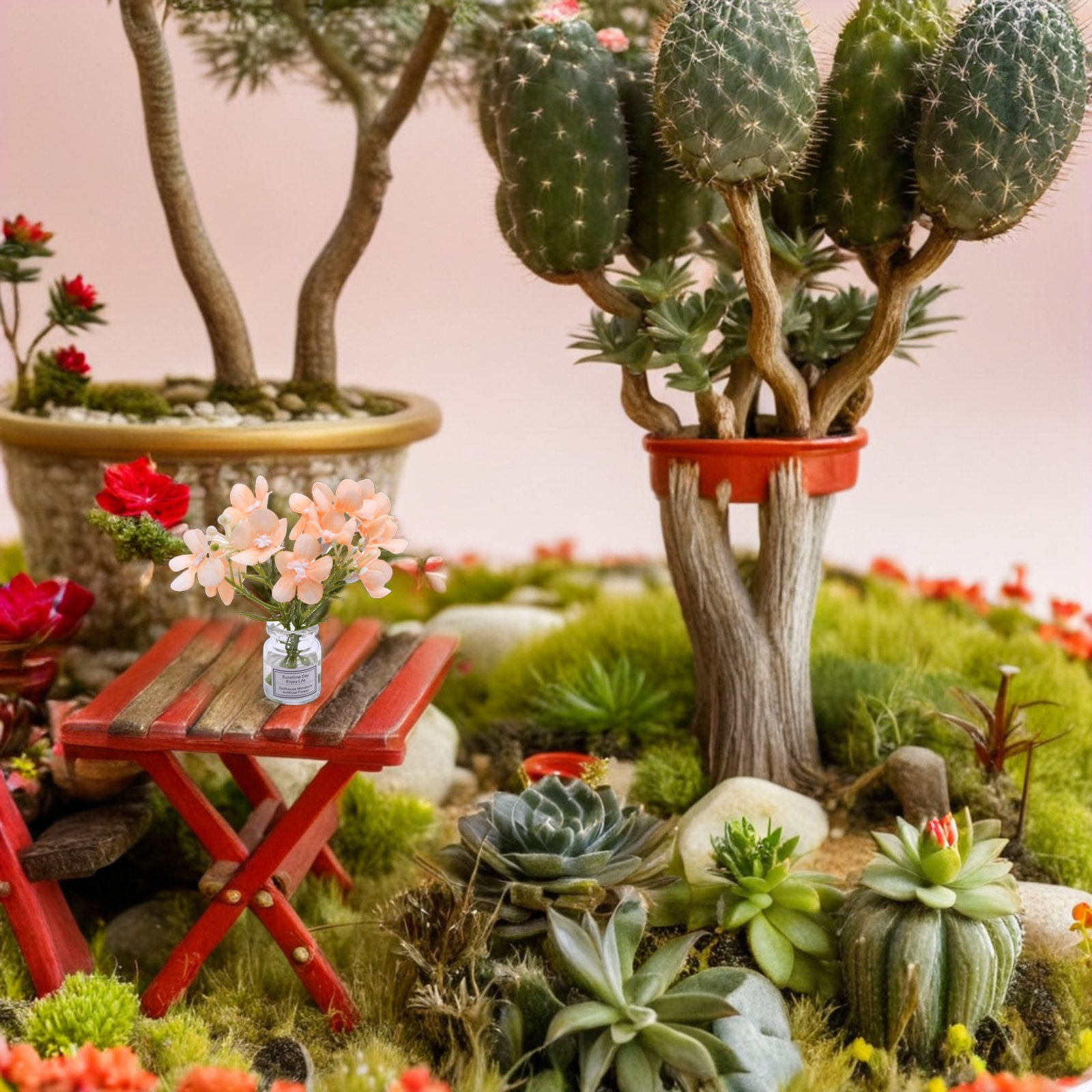 Vase Decor - ชุดแจกันดอกไม้ 3 ชิ้น อุปกรณ์ตกแต่งบ้านและโต๊ะทำงาน โมเดลภูมิทัศน์จิ๋ว DIY
