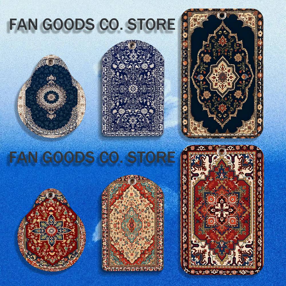 Area Rug - พวงกุญแจหนัง PU ลายพรมเปอร์เซีย พร้อมช่องใส่บัตร สำหรับใส่บัตรประจำตัว บัตรเข้าออก