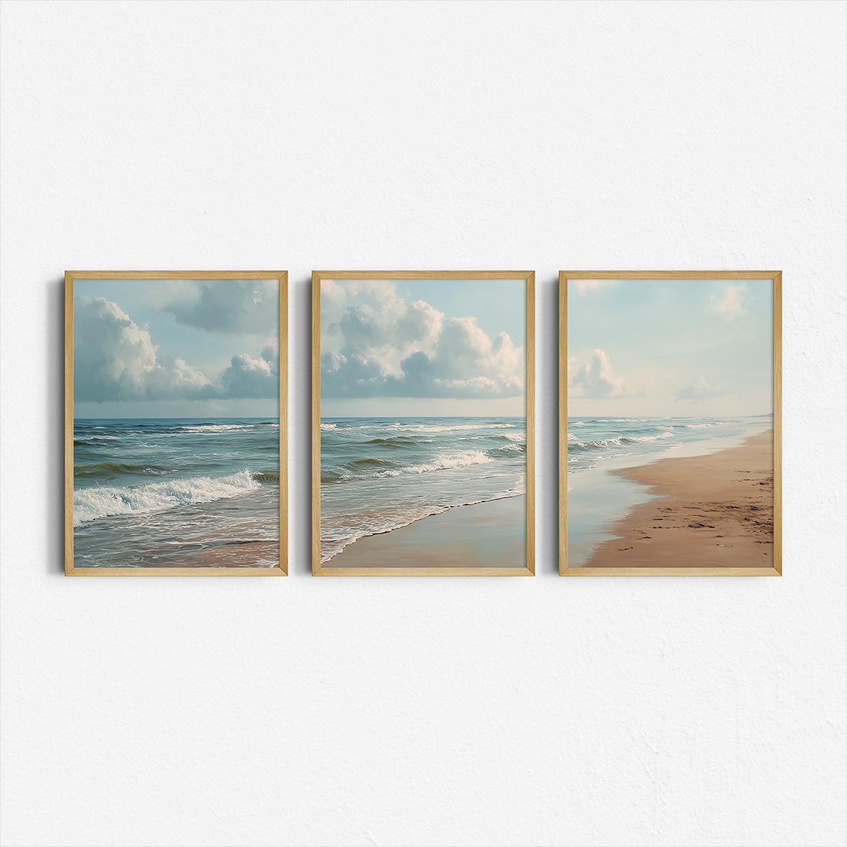 ชุดภาพพิมพ์สามชิ้นลายชายหาดทะเ - Abstract Canvas Set บทวิจารณ์และราคา