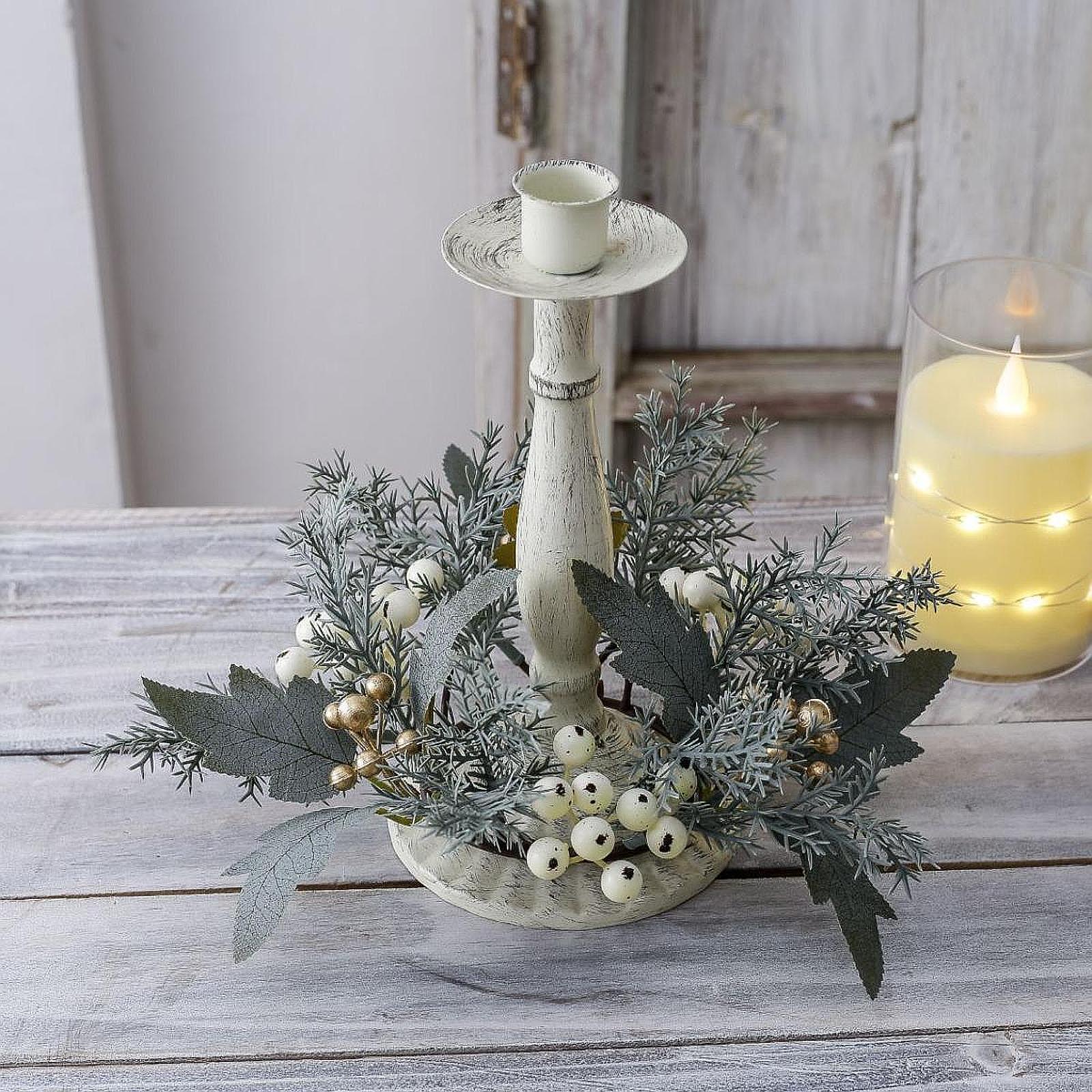 พวงมาลัยเทียนดอกไม้ประดิษฐ์ทำม - Candle Holder Decor บทวิจารณ์และราคา